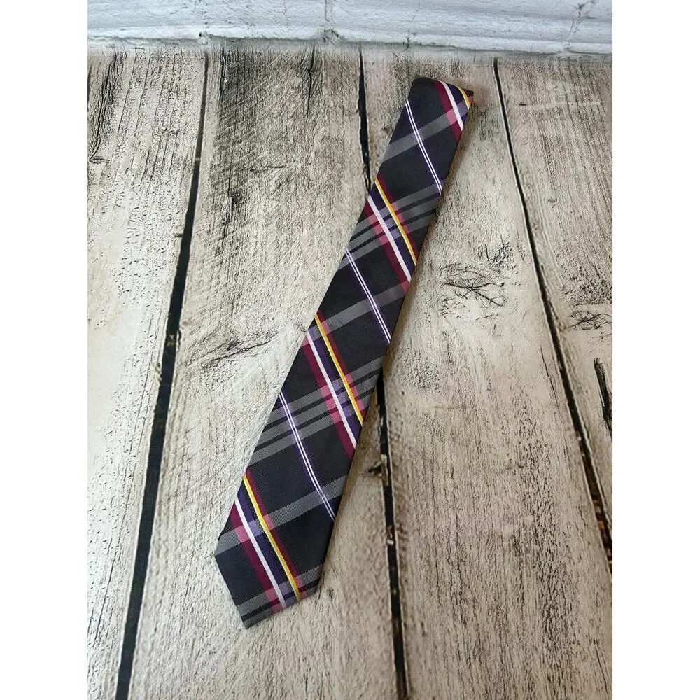 BEN SHERMAN Men’s Plaid 100% Silk Tie